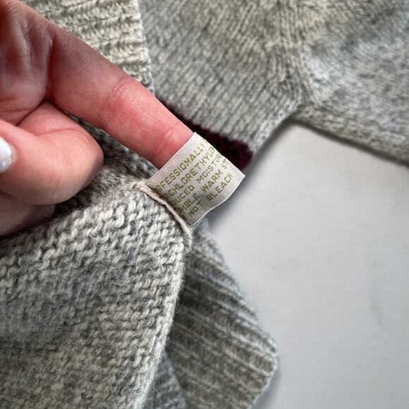 Britches Great Outdoors Mens Size XL Wool Shawl Neck Vintage Sweater Gray Stripe - Picture 7 of 10